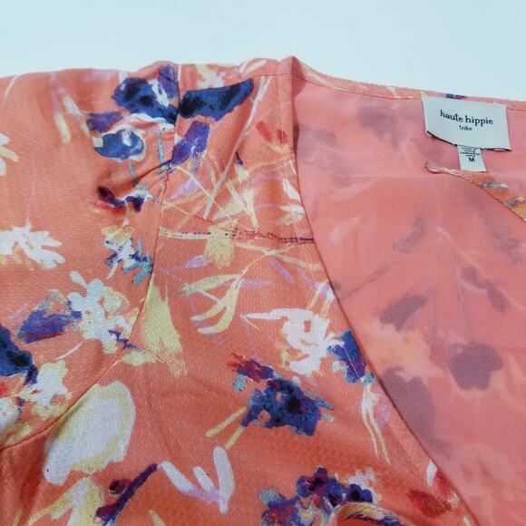 Haute Hippie Women size Medium Tribe Floral Wrap Maxi Dress - Picture 10 of 13